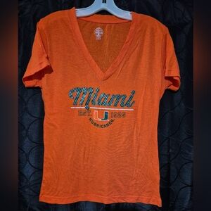 Miami Hurricanes Orange V-Neck Women's Top